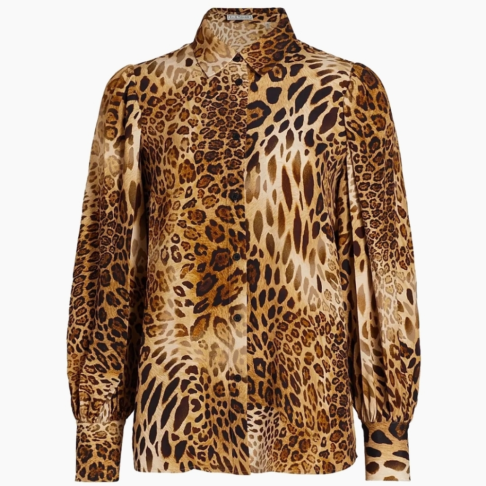 NWT ELIE TAHARI | $345 Animal Print Blouse - Picture 2 of 9